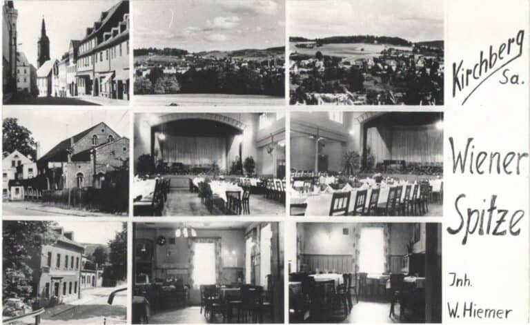 Collage mit mehreren Schwarz-Weiß-Fotos der Wiener Spitze