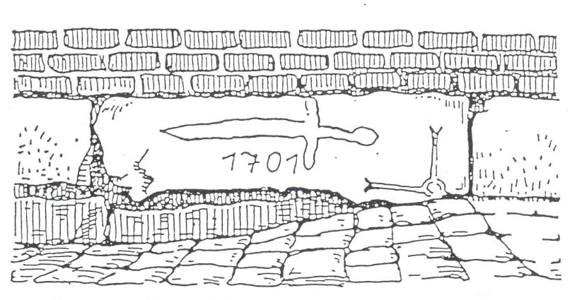 Illustration des Steins der viele Jahre im Sockel der zur „Wiener Spitze“ gehörenden Einsiedelei eingelassen war