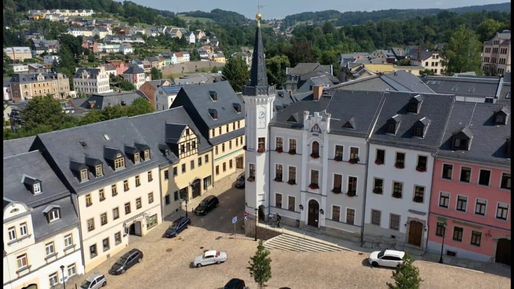 Vogelperspektive vom Kirchberger Rathaus